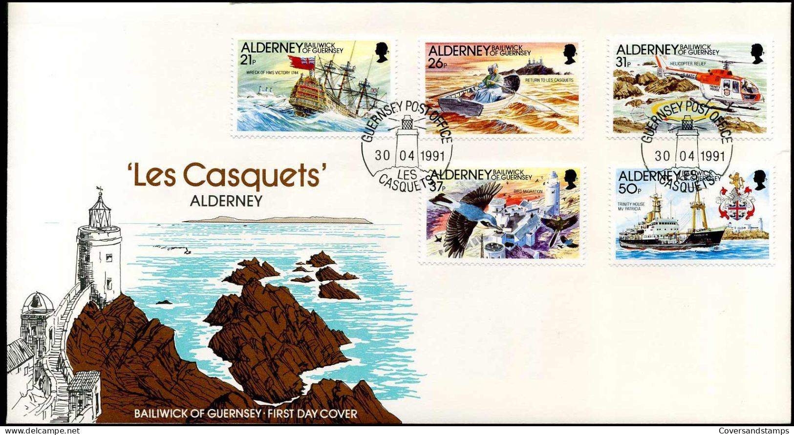 FDC - Les Casquets  -  Ships - Alderney