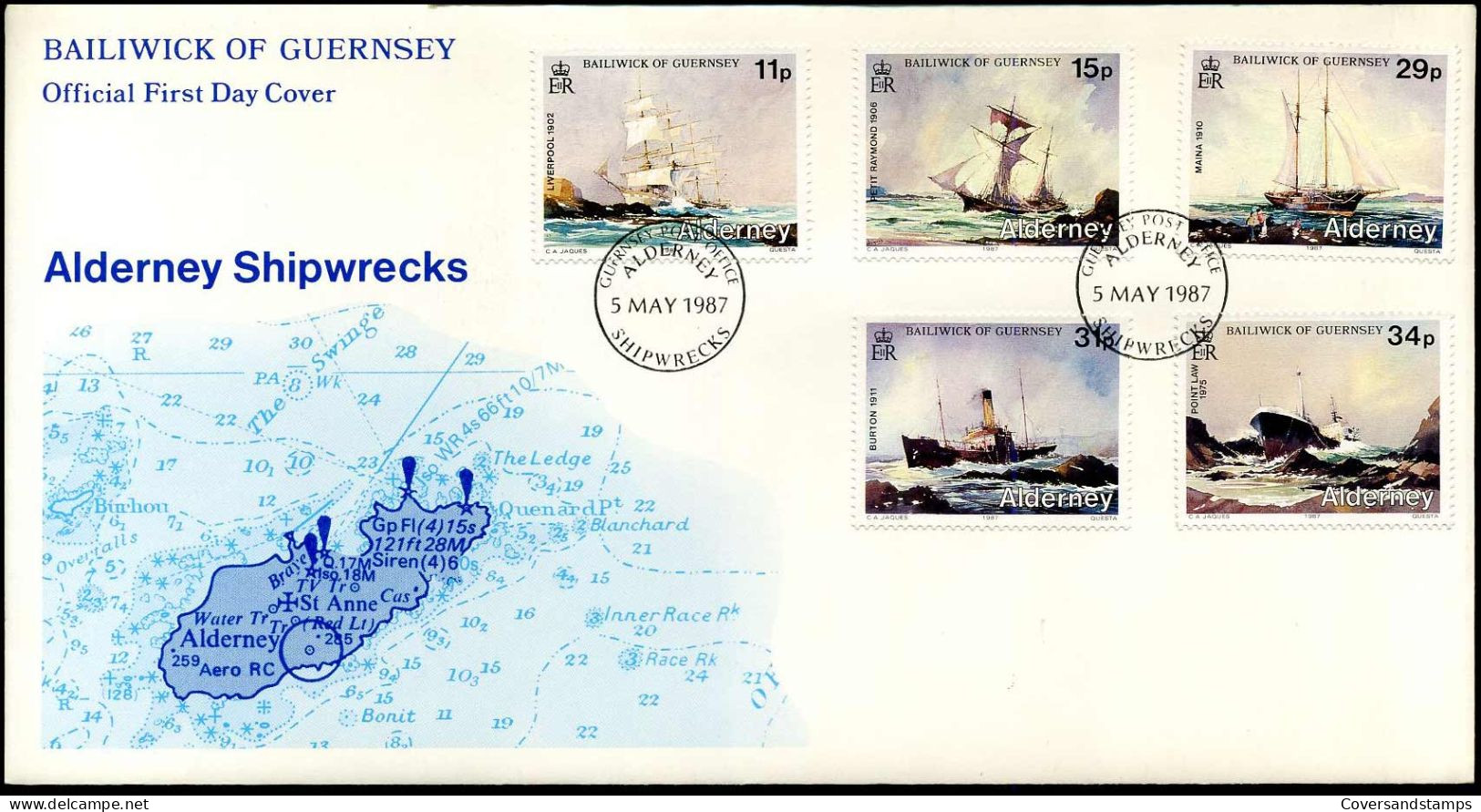 FDC - Alderney Shipwrecks - Ships - Alderney