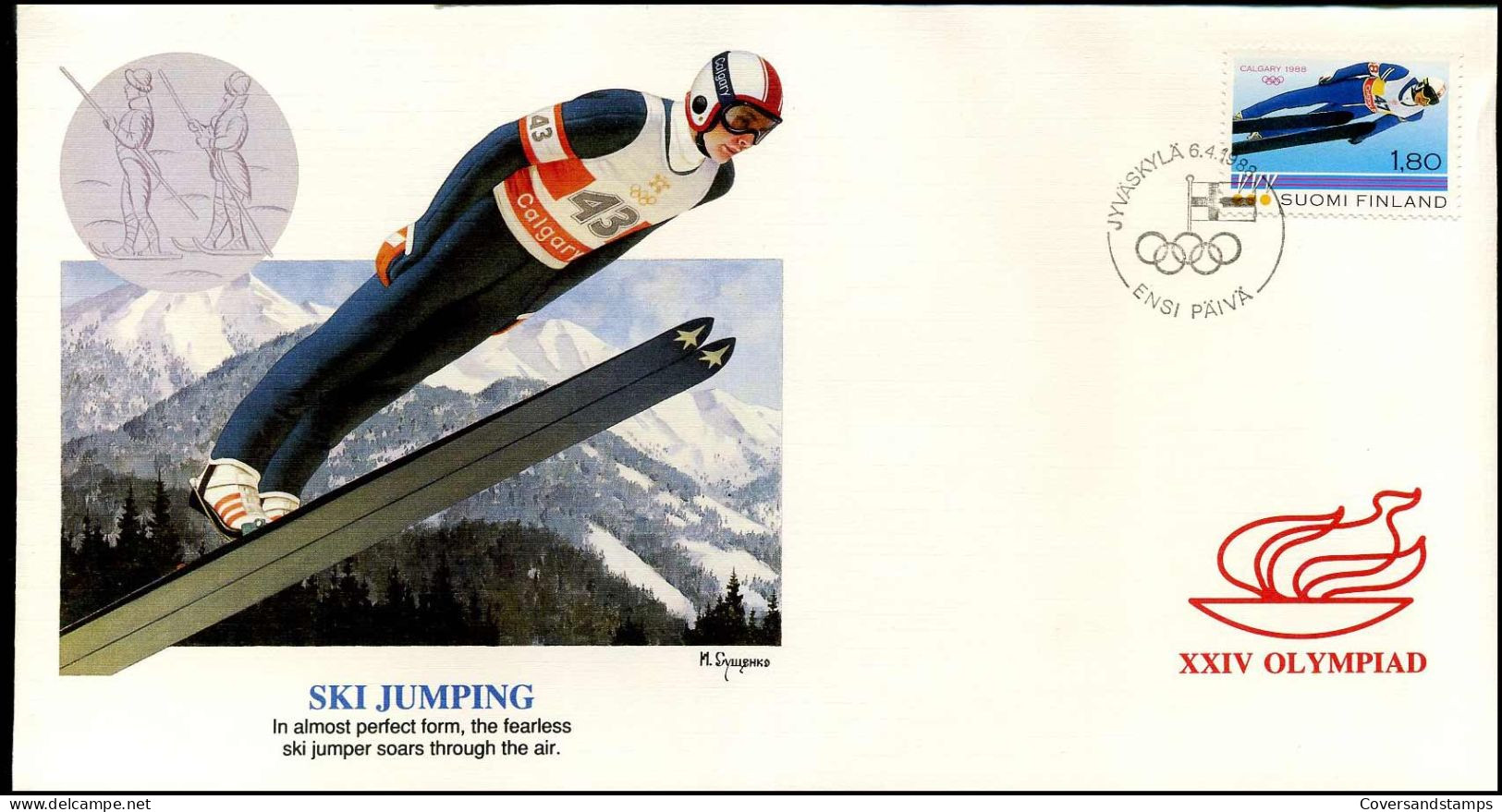 FDC Finland - XXIV Olympiad - Ski Jumping - Autres & Non Classés