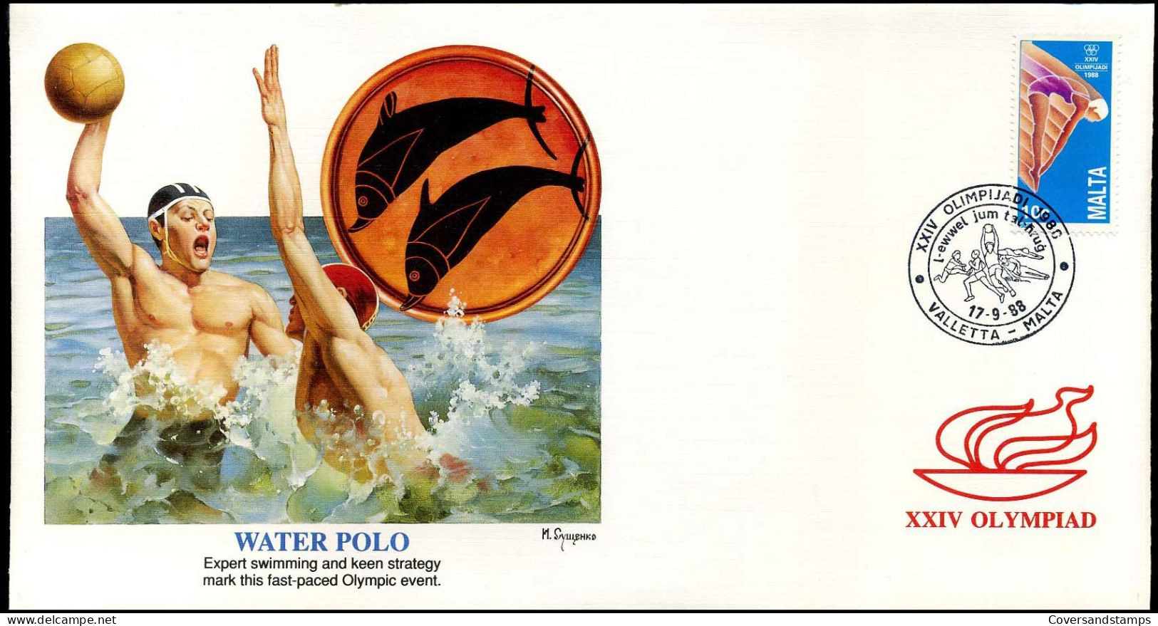 FDC Malta - XXIV Olympiad - Water Polo - Other & Unclassified