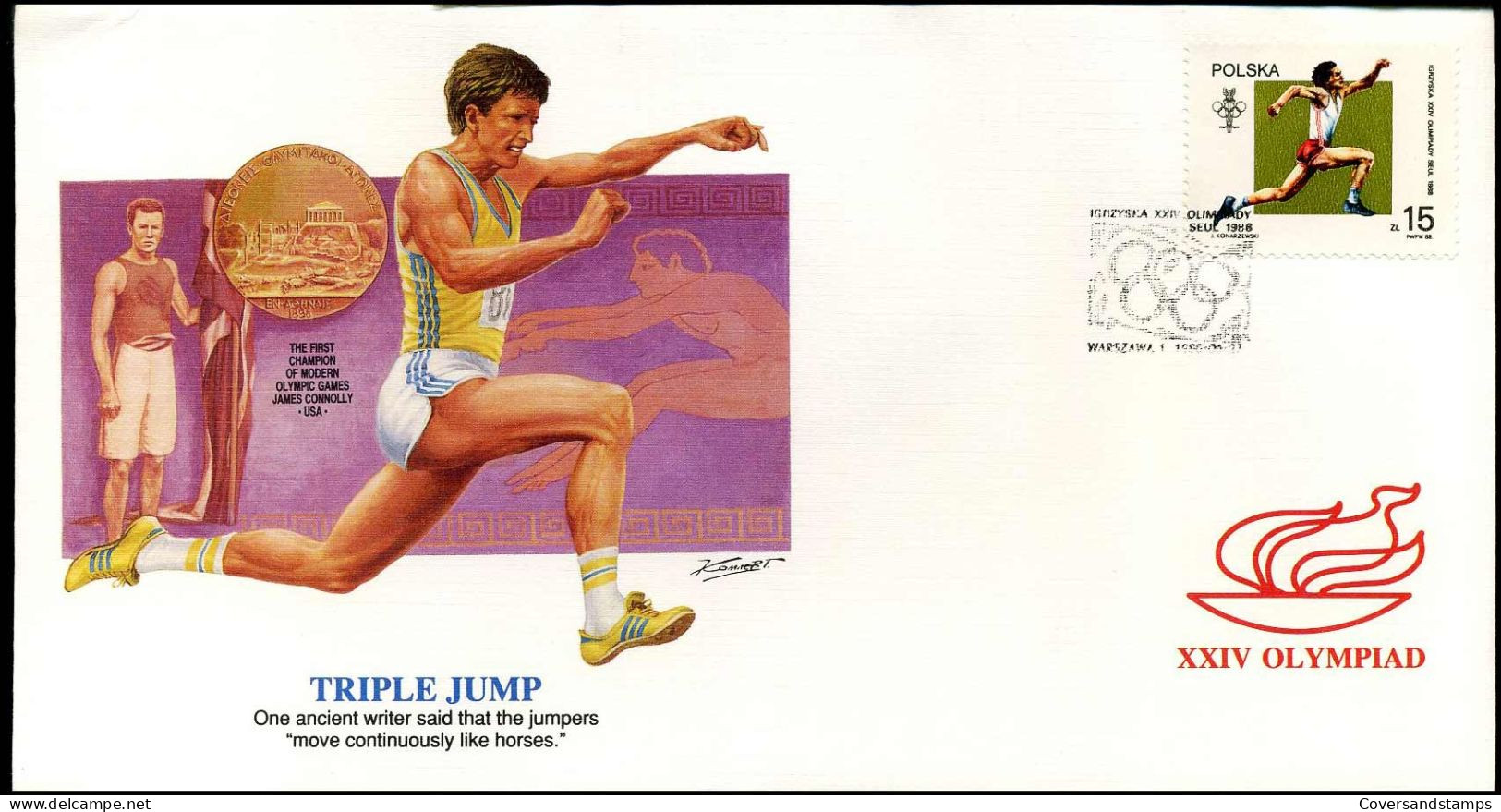 FDC Poland - XXIV Olympiad - Triple Jump - Autres & Non Classés