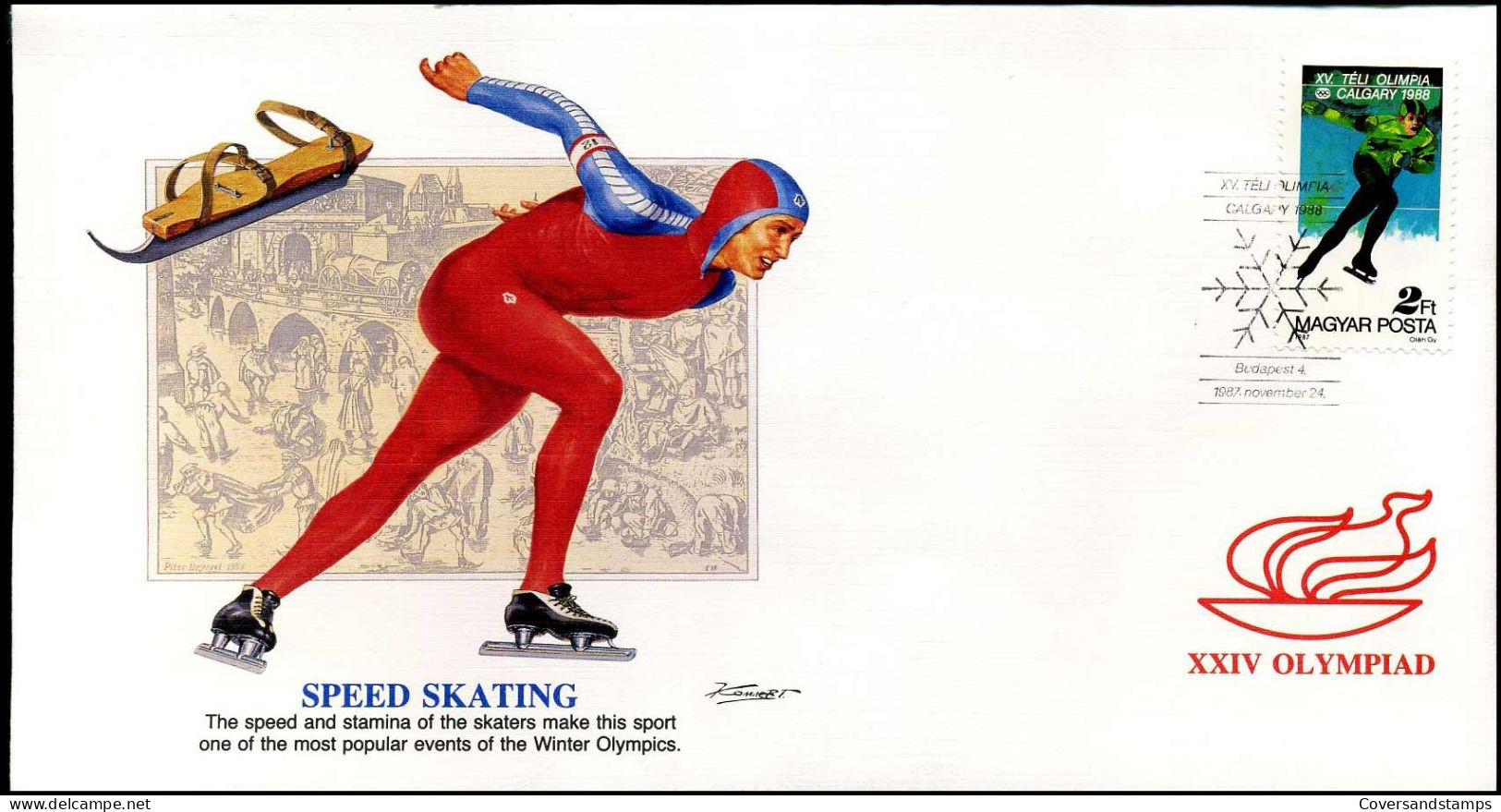 FDC Magyar Posta - XXIV Olympiad - Speed Skating - Other & Unclassified