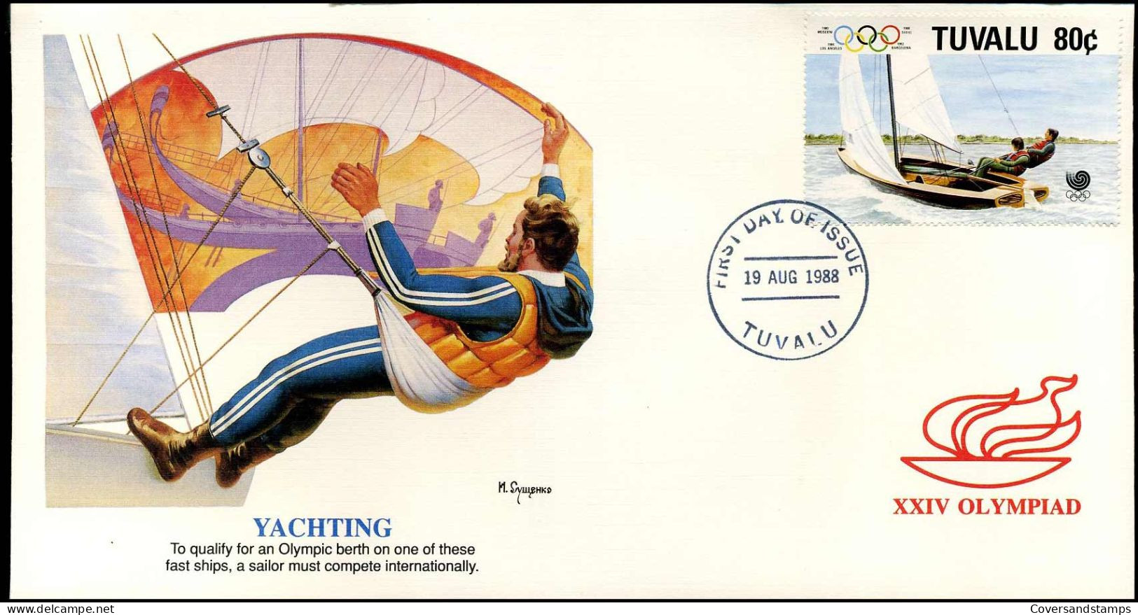 FDC Tuvalu - XXIV Olympiad - Yachting - Other & Unclassified
