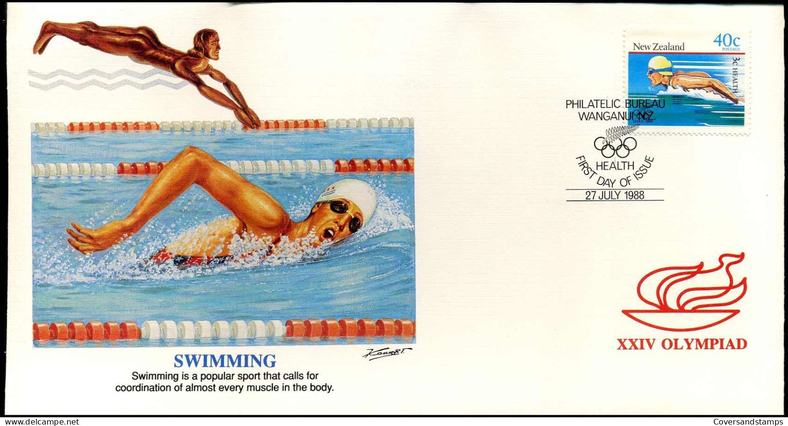 FDC New-Zealand - XXIV Olympiad - Swimming - Other & Unclassified