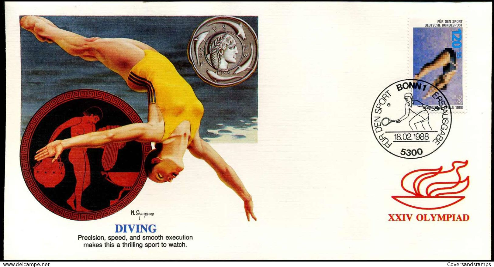 FDC Deutsche Bundespost - XXIV Olympiad - Diving - Other & Unclassified