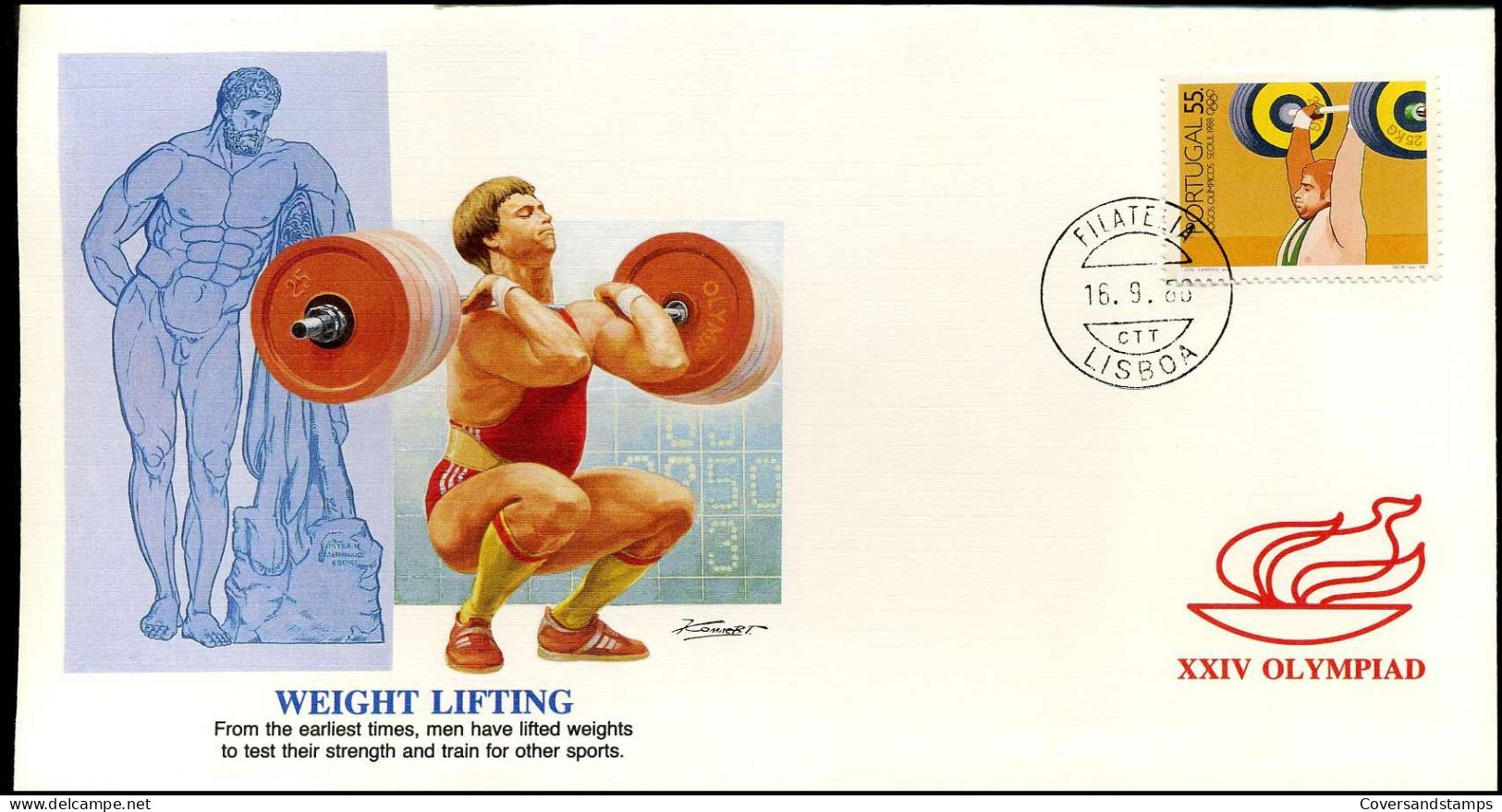 FDC Portugal - XXIV Olympiad - Weight Lifting - Other & Unclassified