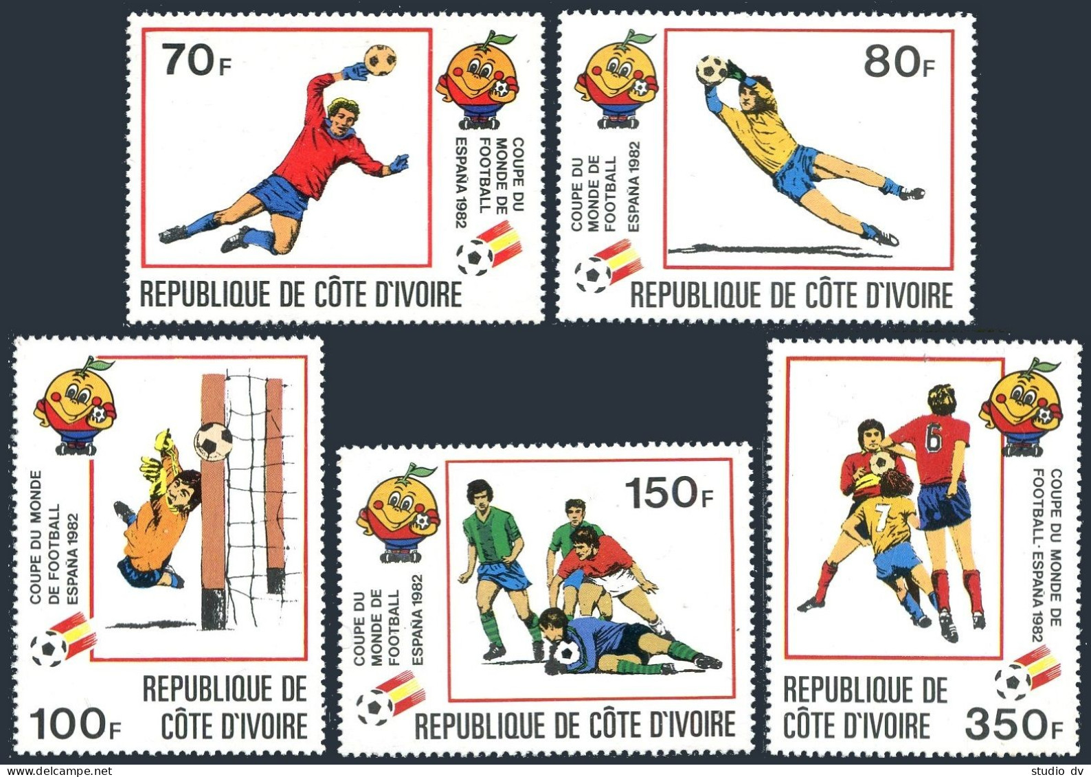 Ivory Coast  600-604, MNH. Michel . World Soccer Cup Spain-1982. - Côte D'Ivoire (1960-...)