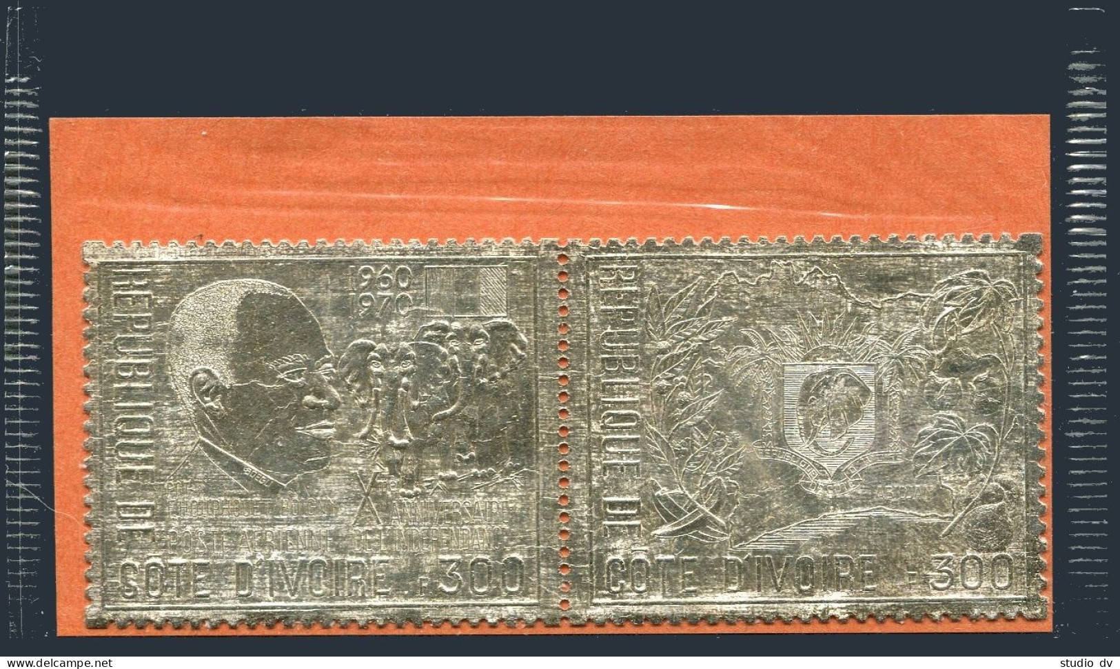 Ivory Coast  299B-299Cg Pair, MNH. Independence-10, 1970. Boigny, Coat Of Arms. - Ivory Coast (1960-...)