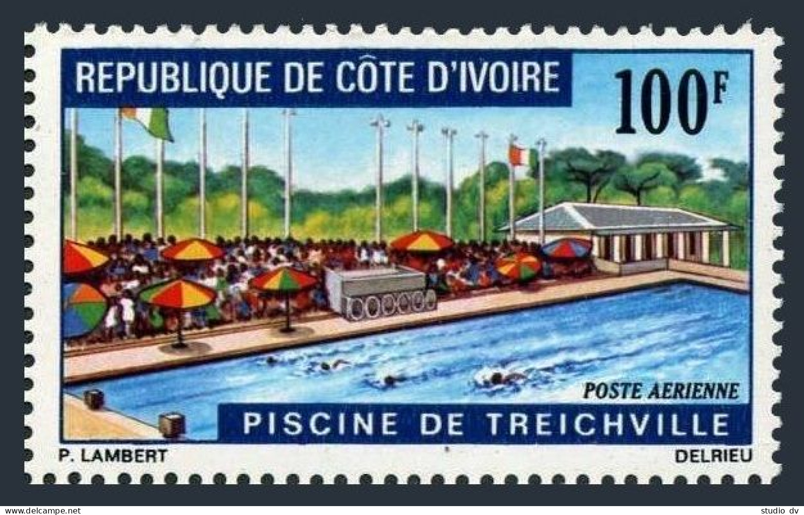 Ivory Coast C44, MNH. Michel 380. Treichville Swimming Pool, 1971. - Ivory Coast (1960-...)