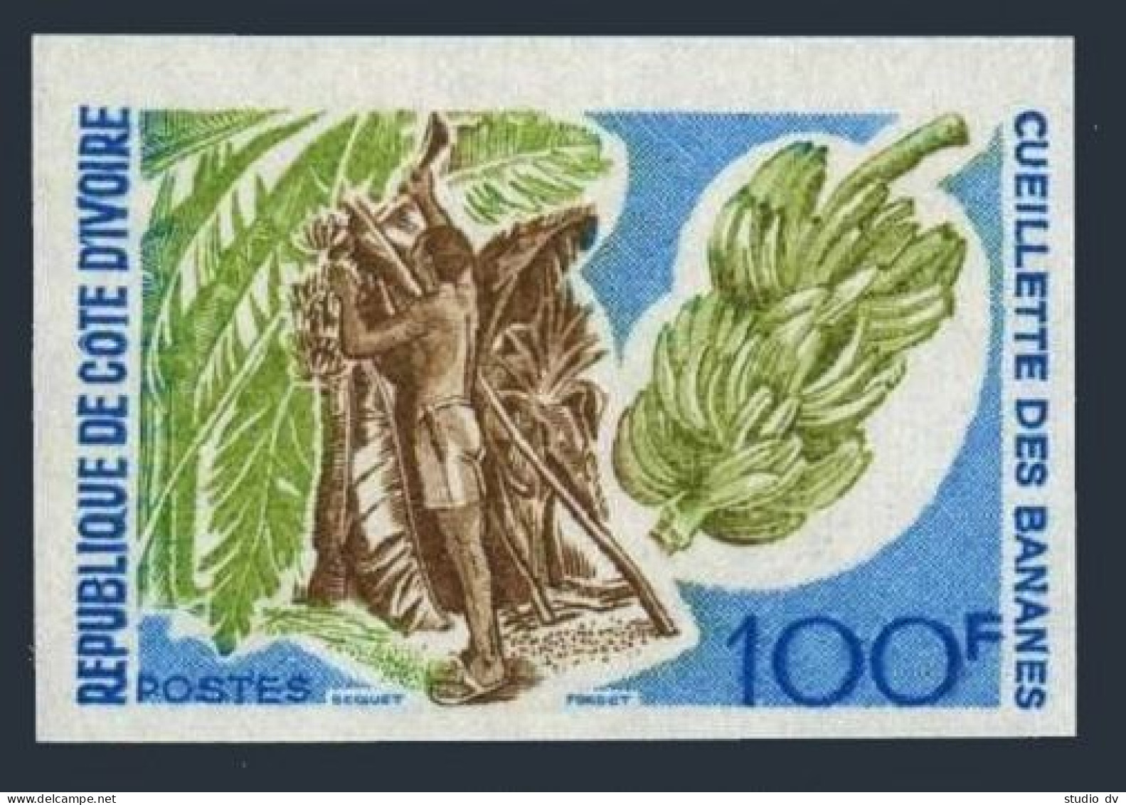 Ivory Coast 255 Imperf,MNH.Michel 314B. Harvest 1967.Bananas. - Côte D'Ivoire (1960-...)