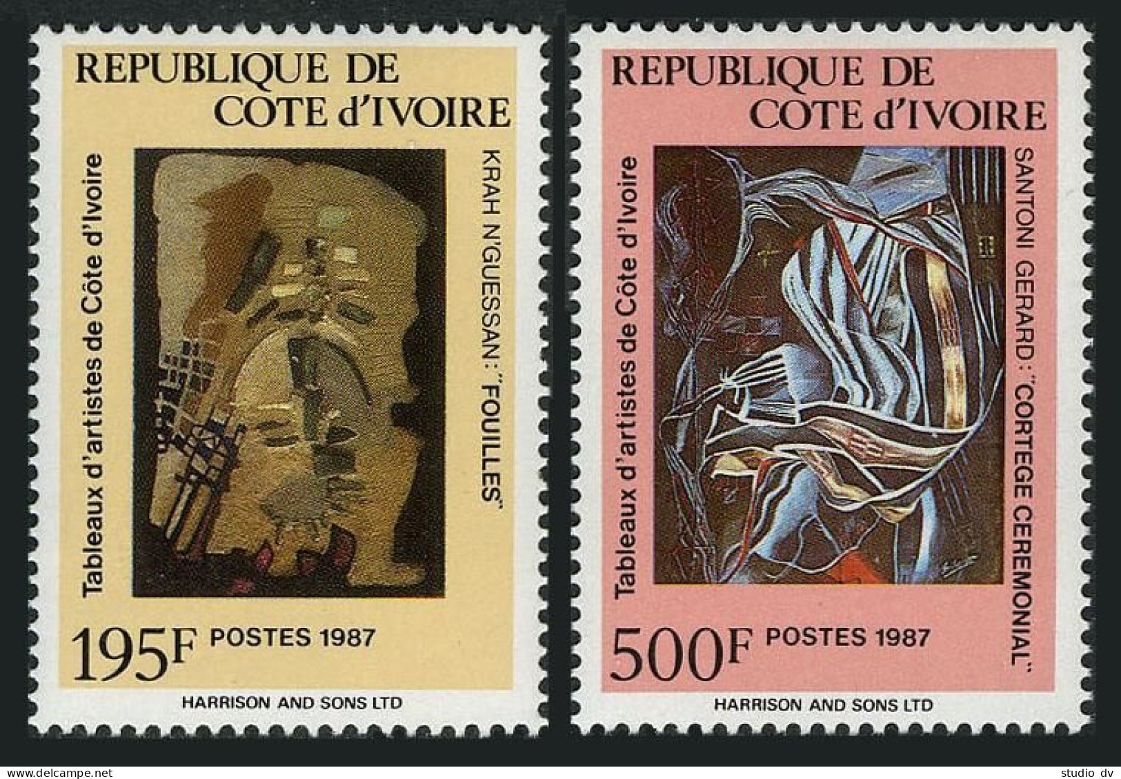 Ivory Coast 841-842,MNH.Mi 955-956. Paintings By Local Artists,1987. - Côte D'Ivoire (1960-...)
