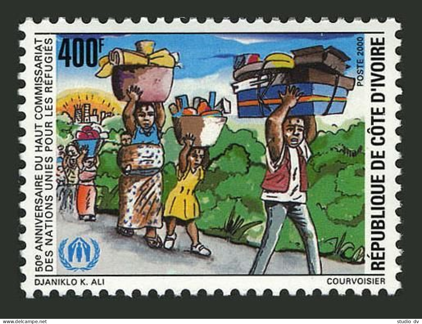 Ivory Coast 1093,MNH. UN High Commissioners For Refugees,50th Ann.2000. - Costa D'Avorio (1960-...)