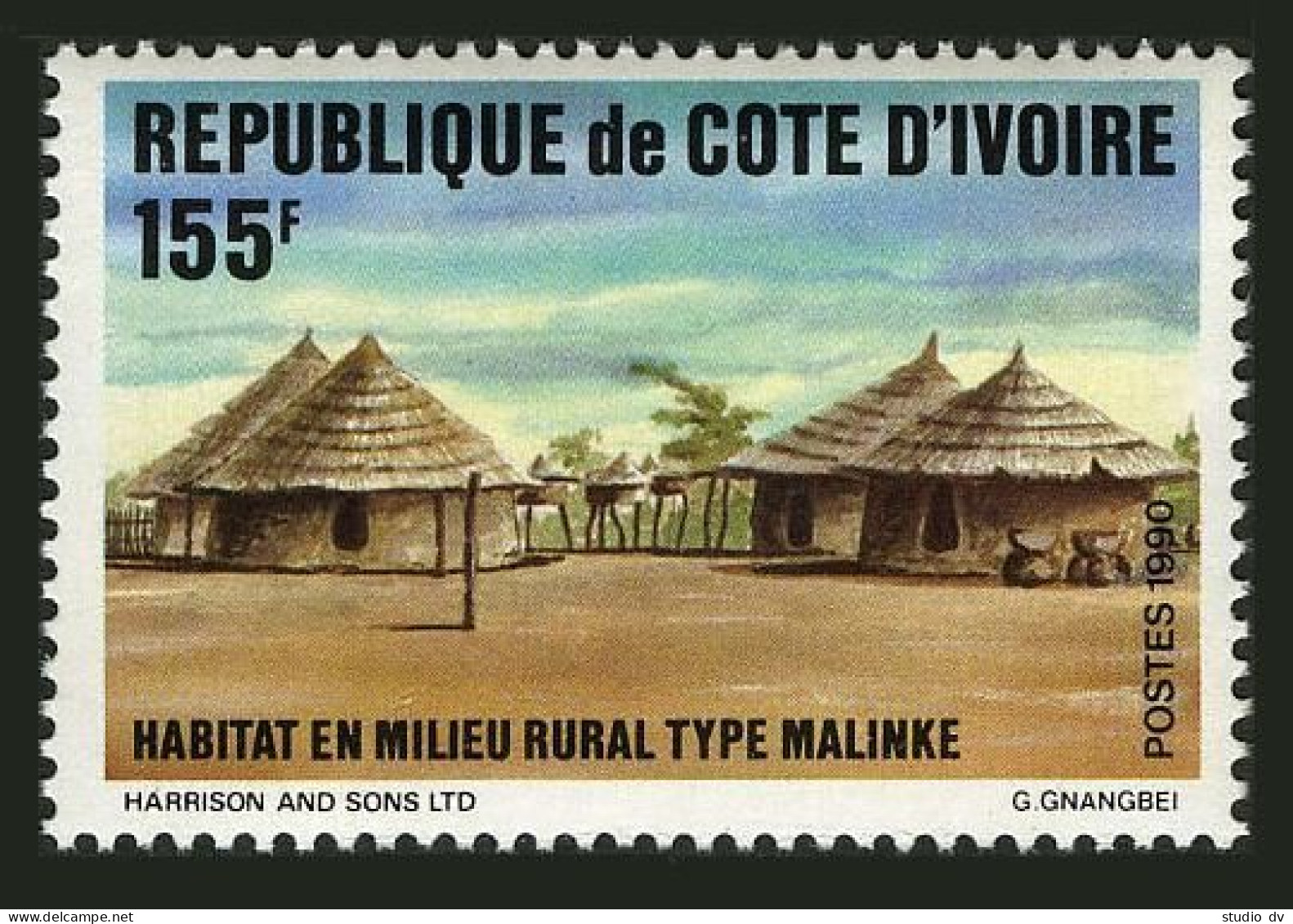 Ivory Coast 889,MNH.Michel 1018. Rural Village,1990. - Ivory Coast (1960-...)