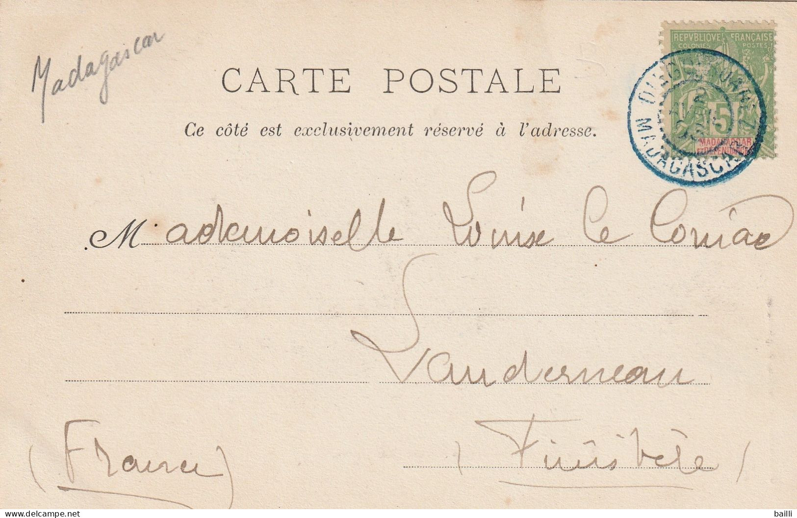 Madagascar Carte Postale Diégo Suarez Pour La France 1903 - Cartas & Documentos