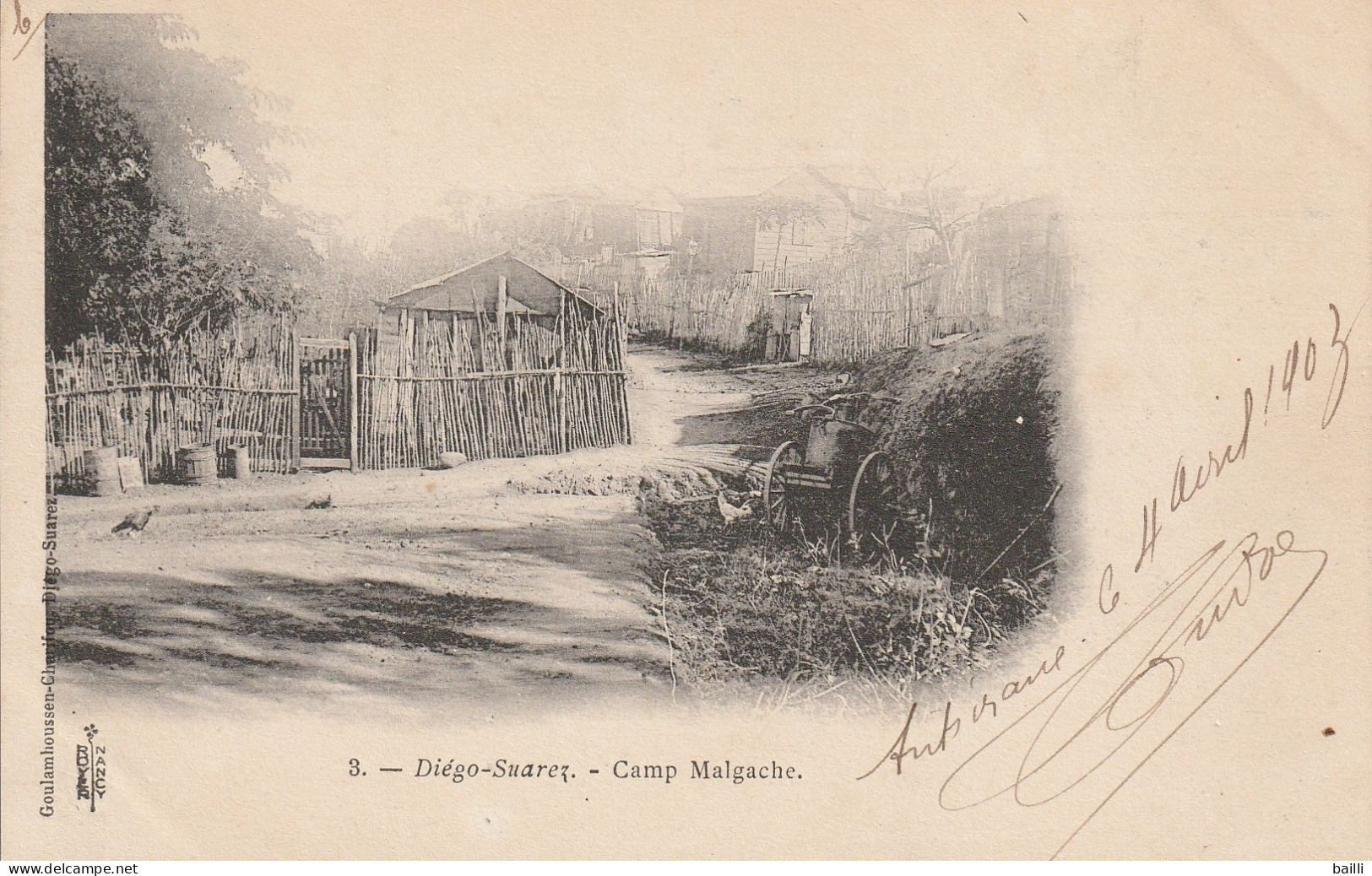 Madagascar Carte Postale Diégo Suarez Pour La France 1903 - Cartas & Documentos