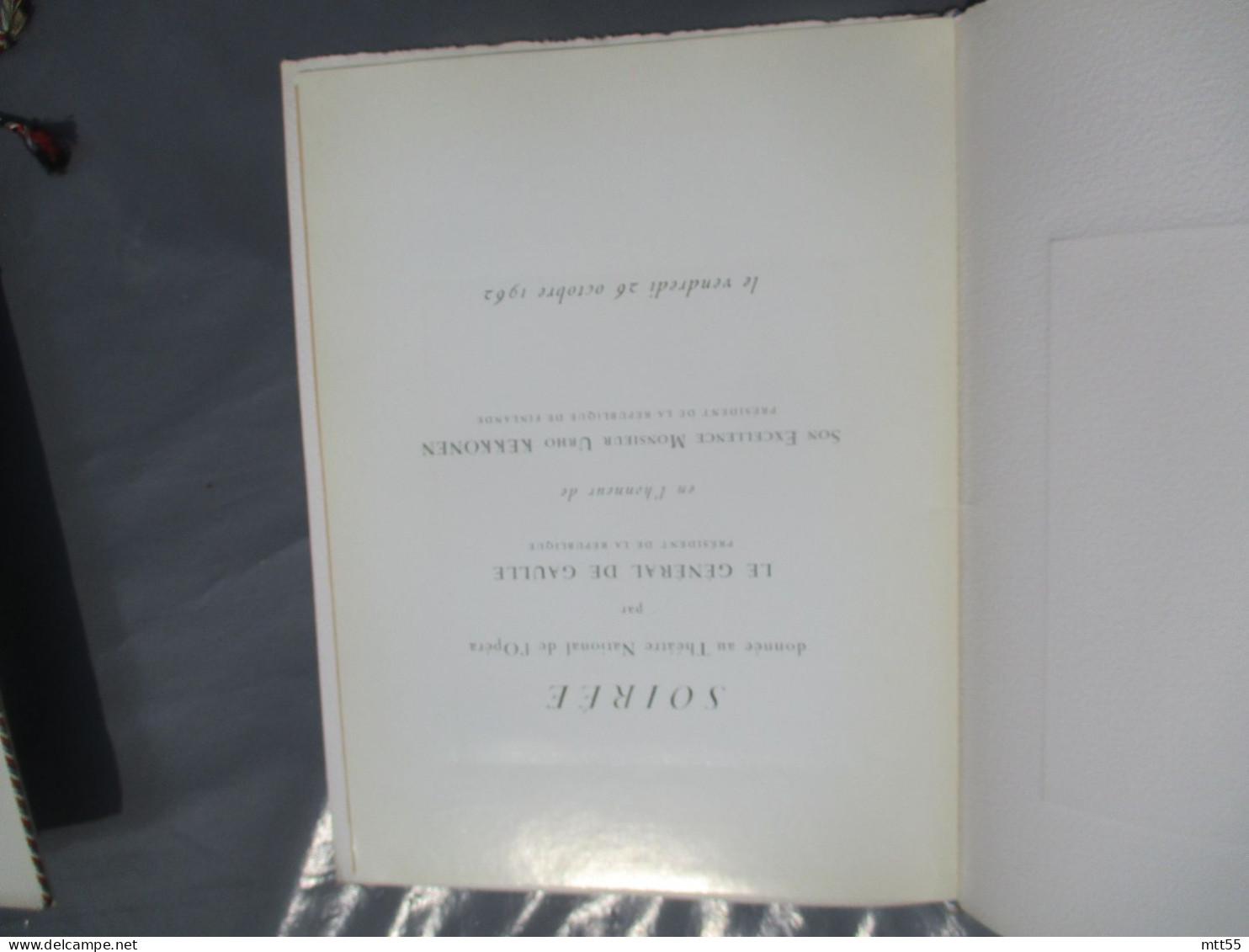 GENERAL DE GAULLE PROGRAMME SOIREE  OPERA PRESIDENT FINLANDE URHO KEKKONEN HORS TXTE SANGUINE - Programs