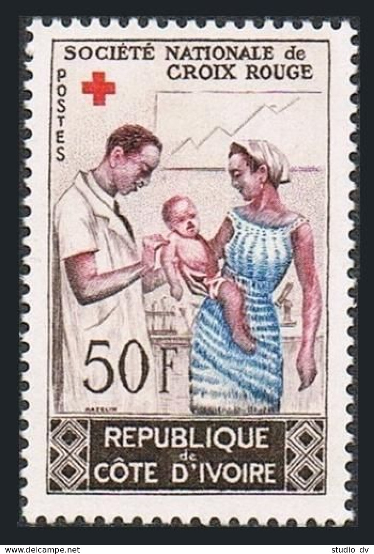 Ivory Coast 214, Hinged. Mi 267. National Red Cross, 1964. Vaccinating Child. - Côte D'Ivoire (1960-...)