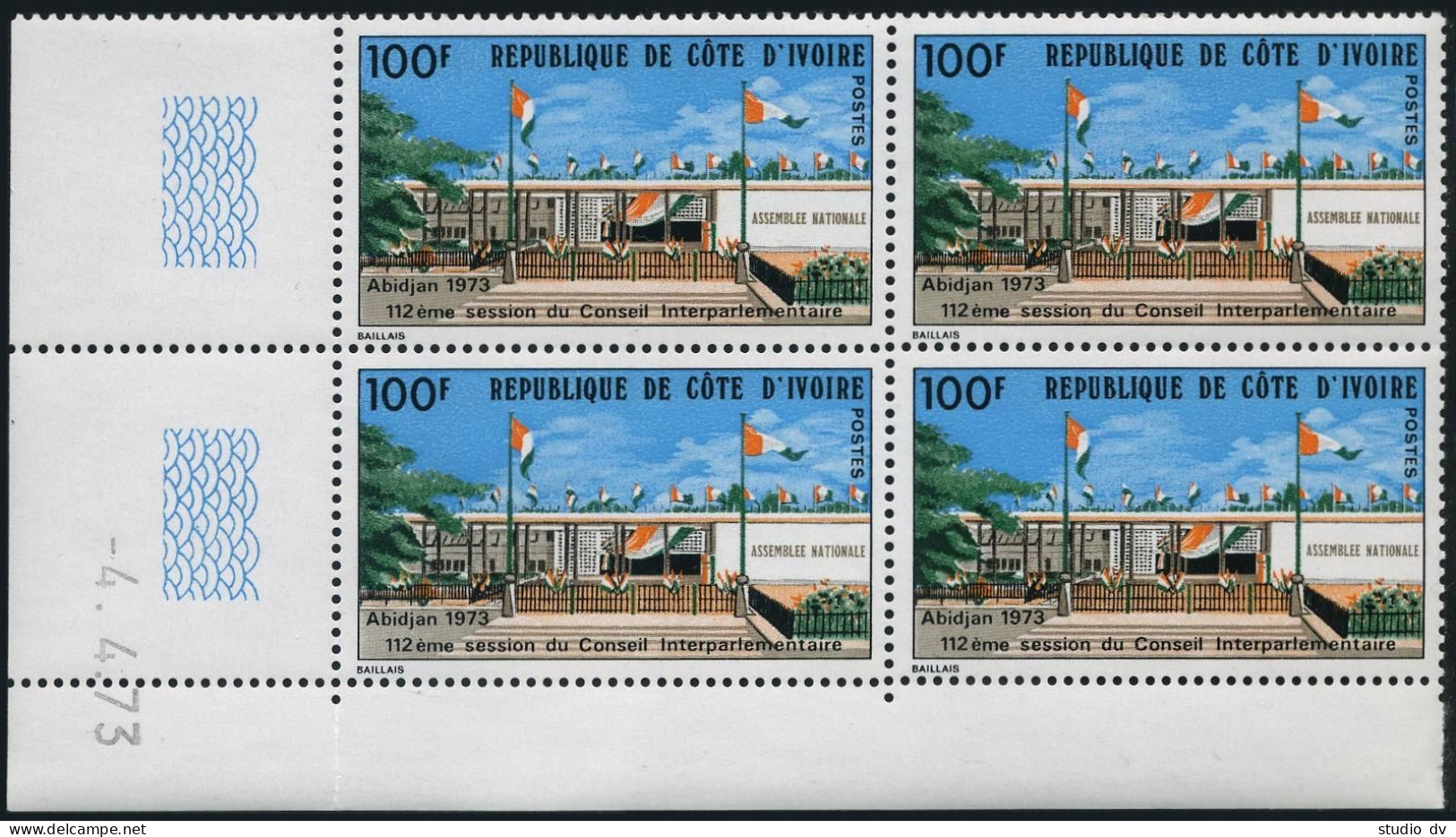 Ivory Coast 355 Block/4,MNH.Michel 425. Inter-parliamentary Council,1973. - Ivory Coast (1960-...)