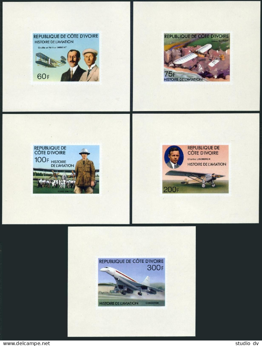 Ivory Coast 434-438, Deluxe, 439 Imperf, MNH. Charles Lindbergh Flight, 1977. - Côte D'Ivoire (1960-...)