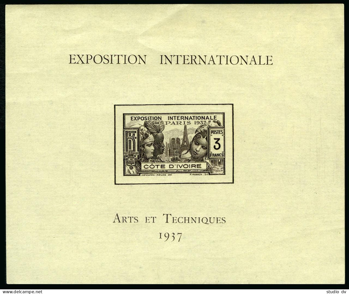 Ivory Coast 152-157,158,MNH.Mi 153-158,Bl.1. Colonial Art Exposition,Paris 1937. - Côte D'Ivoire (1960-...)