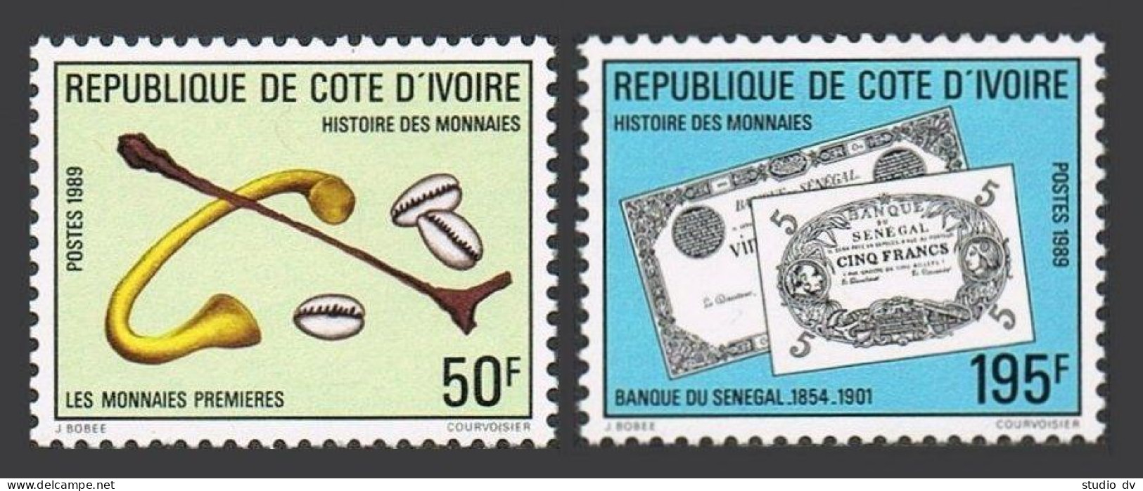 Ivory Coast 866-867,MNH.Michel 987-988. History Of Money,1989.Banknotes. - Costa D'Avorio (1960-...)