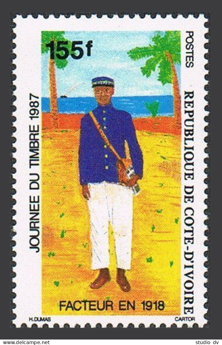 Ivory Coast 830,MNH.Michel 944. Stamp Day 1987.Mailman. - Ivory Coast (1960-...)