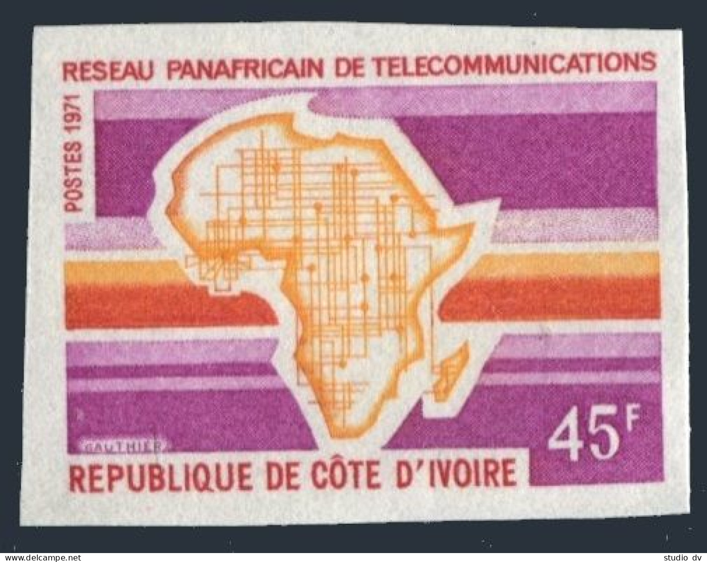 Ivory Coast 317 Imperf,MNH.Mi 385. Pan-African Telecommunications System,1971. - Ivory Coast (1960-...)