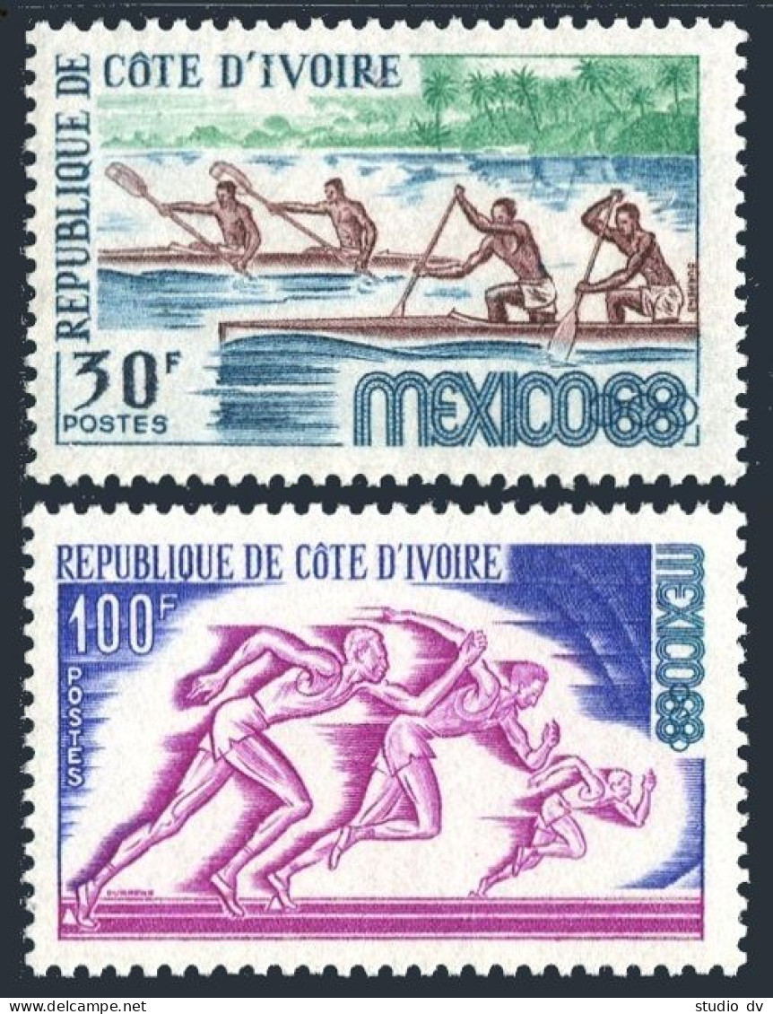 Ivory Coast 270-271, MNH. Michel 331-332. Olympic Games Mexico-1968. Canoe Race, - Ivory Coast (1960-...)