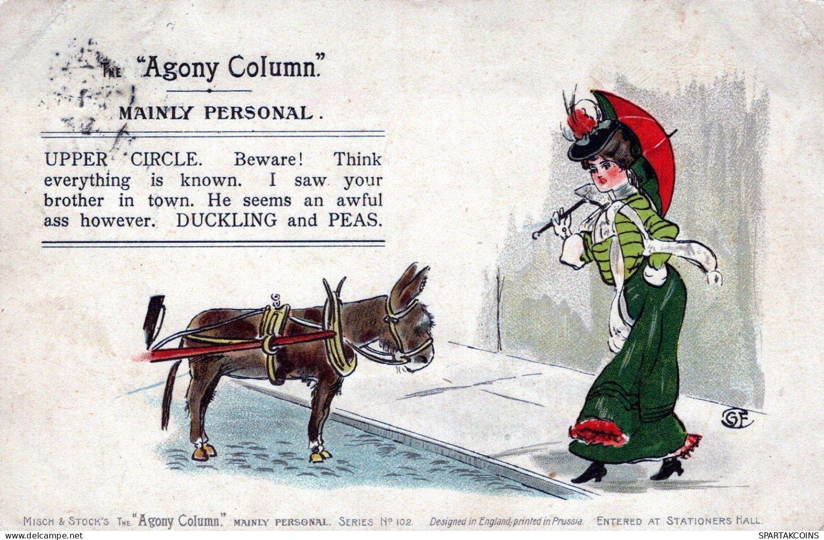 DONKEY Animals Vintage Antique Old CPA Postcard #PAA095.GB - Esel
