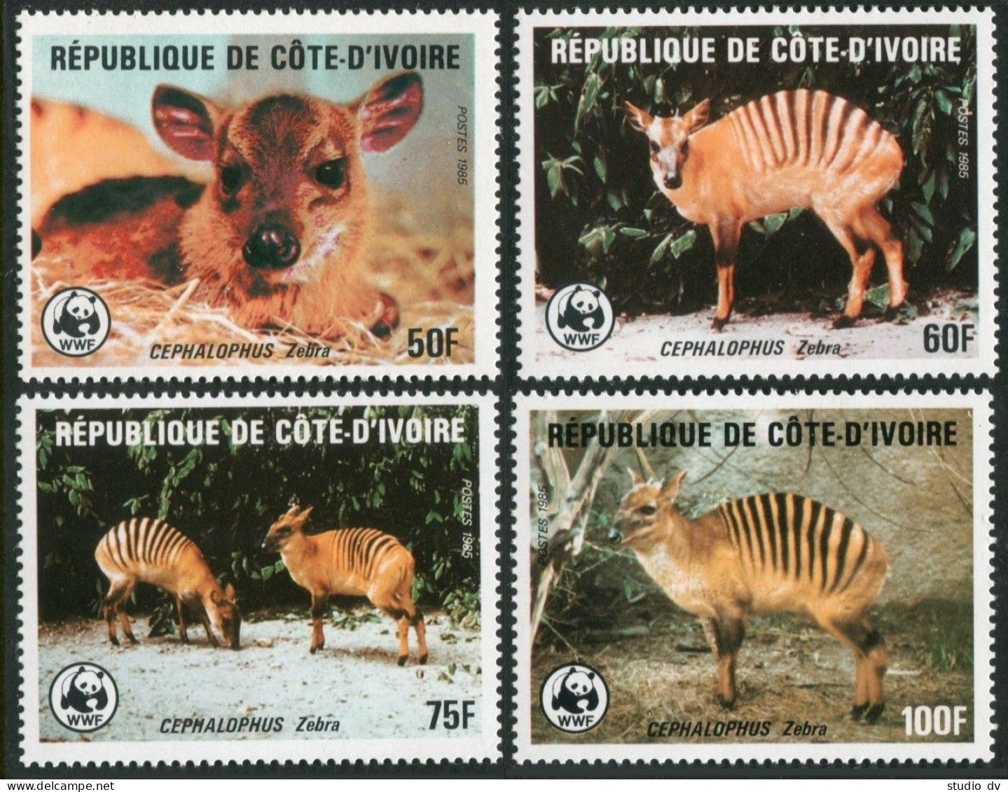 Ivory Coast 764-767,MNH.Michel 881-884. WWF 1985.Striped Antelopes. - Côte D'Ivoire (1960-...)