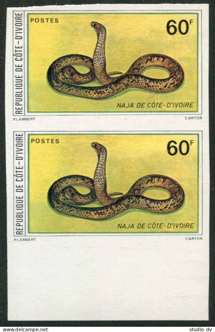 Ivory Coast 559 Imperf Pair,MNH.Michel 647B. Reptiles 1980.Snake Naja. - Côte D'Ivoire (1960-...)