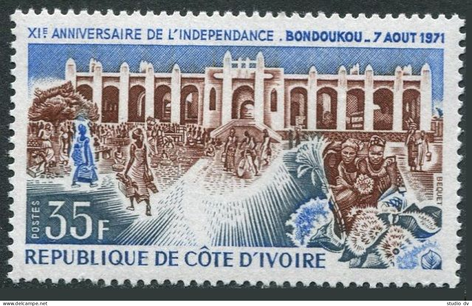 Ivory Coast 318,C46, MNH. Mi 387-388. Independence Day 1971. Bondoukou Market. - Côte D'Ivoire (1960-...)