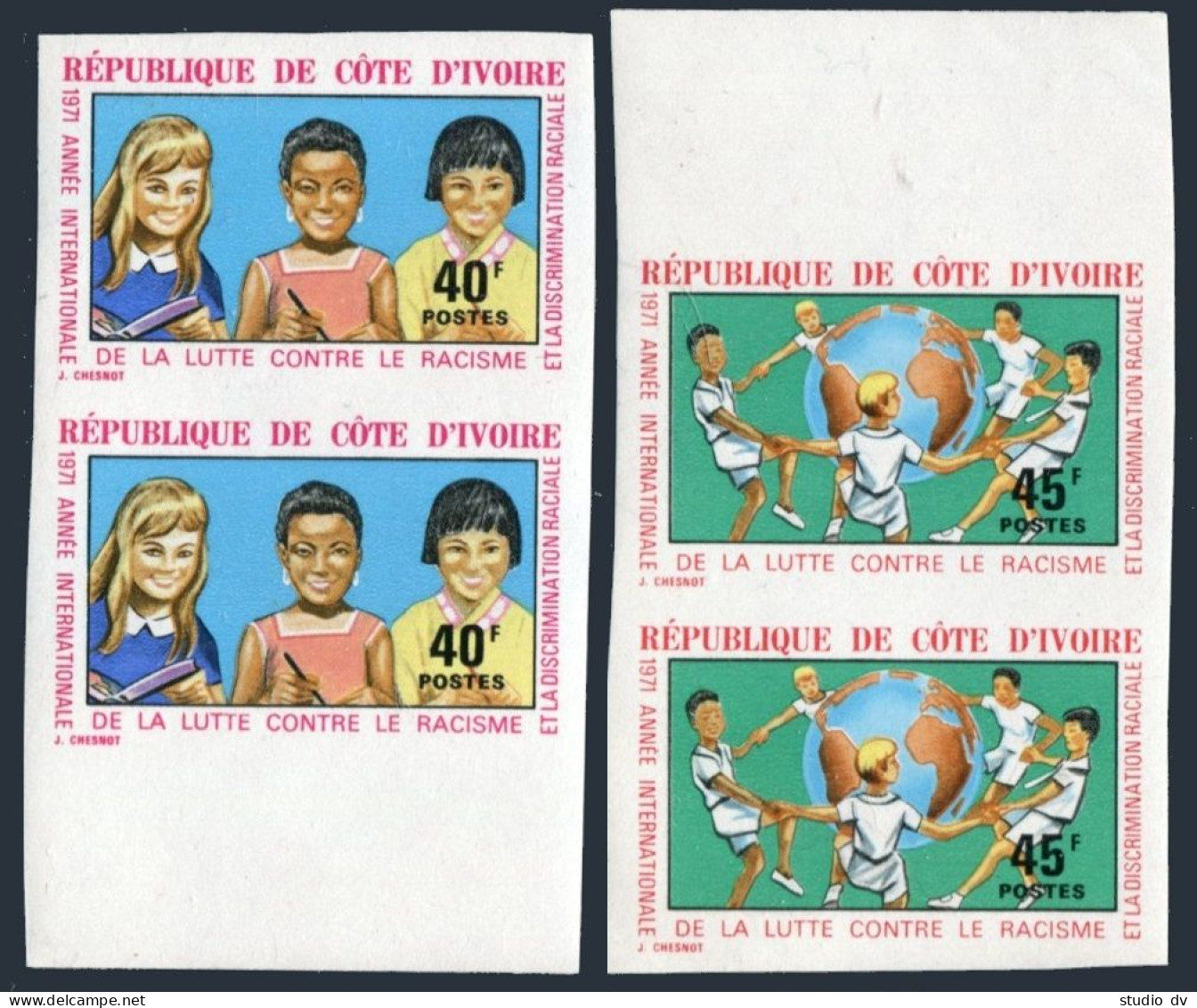 Ivory Coast 319-320 Imperf Pairs,MNH.Michel 389-390. IYARD-1971. - Côte D'Ivoire (1960-...)