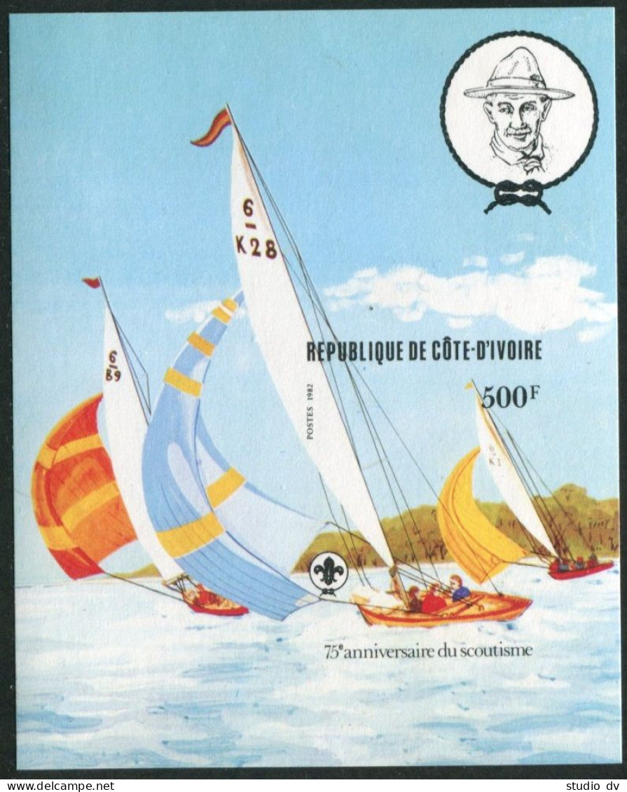 Ivory Coast 635B,MNH.Michel 732 Bl.22B. Scouting Year 1982,Scout Sailing. - Costa D'Avorio (1960-...)