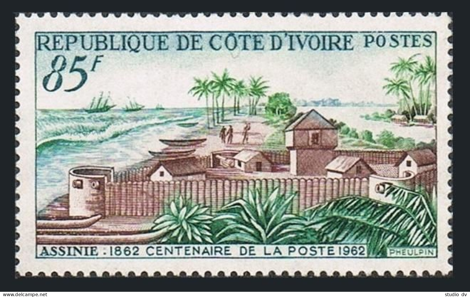 Ivory Coast 197,MNH.Michel 240. Fort Assinie,Assinie River.1962. - Costa D'Avorio (1960-...)