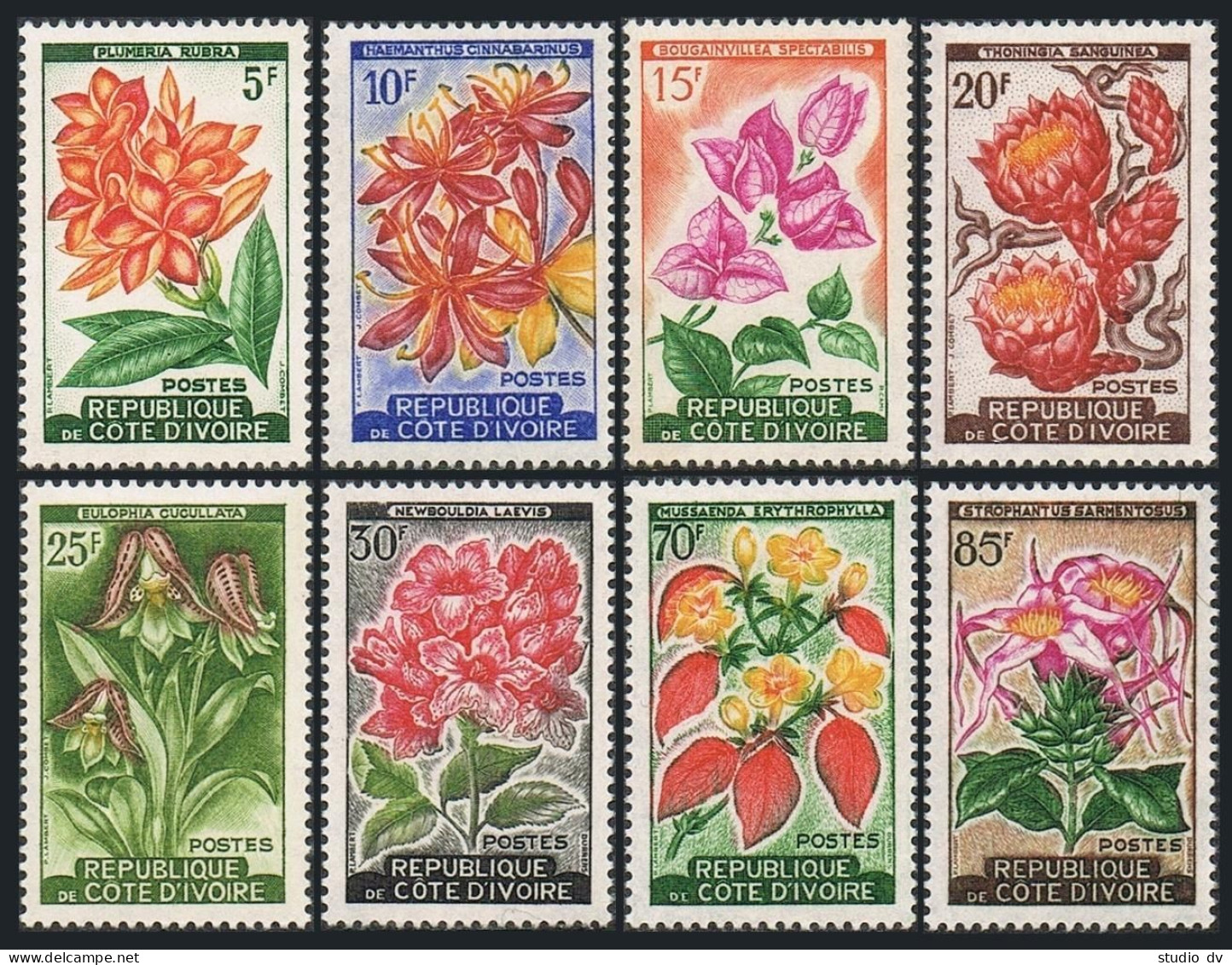 Ivory Coast 183-190,MNH.Michel 223-230. Local Plants,Orchids,1961-1962. - Côte D'Ivoire (1960-...)