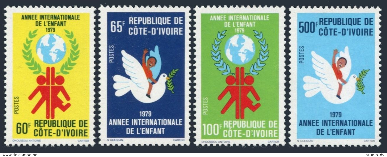 Ivory Coast 499-502,MNH.Michel 587-590. IYC-1979.Globe,Riding Dove. - Ivory Coast (1960-...)