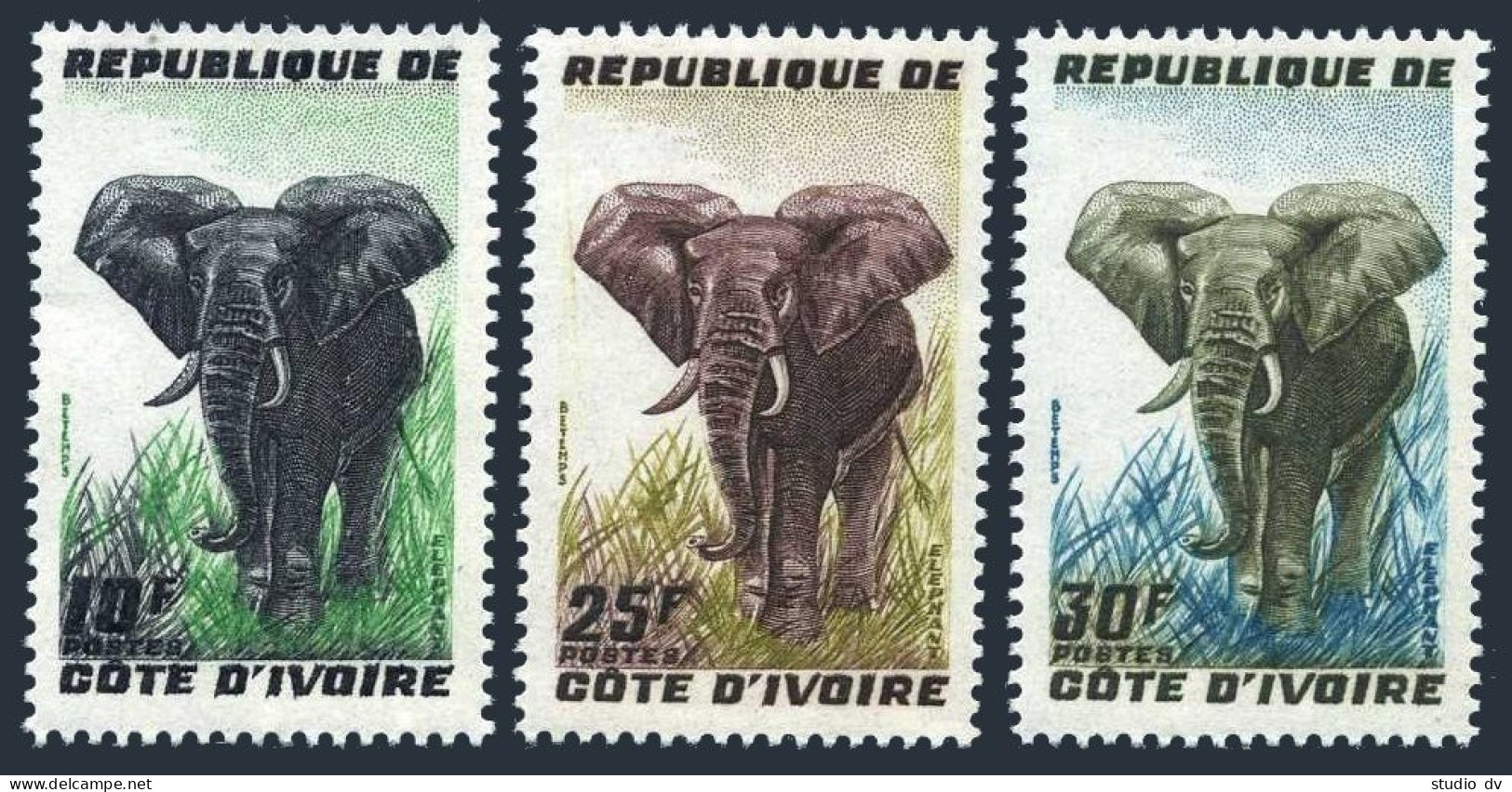 Ivory Coast 167-169, MNH. Michel 204-206. African Elephant, 1959. - Costa D'Avorio (1960-...)