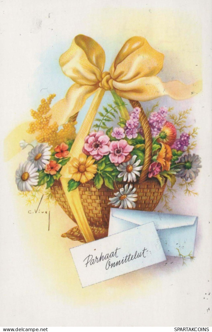 FLOWERS Vintage Postcard CPSMPF #PKG064.GB - Fleurs