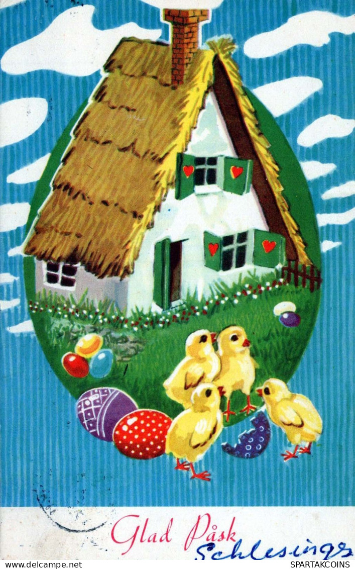EASTER CHICKEN EGG Vintage Postcard CPA #PKE074.GB - Easter