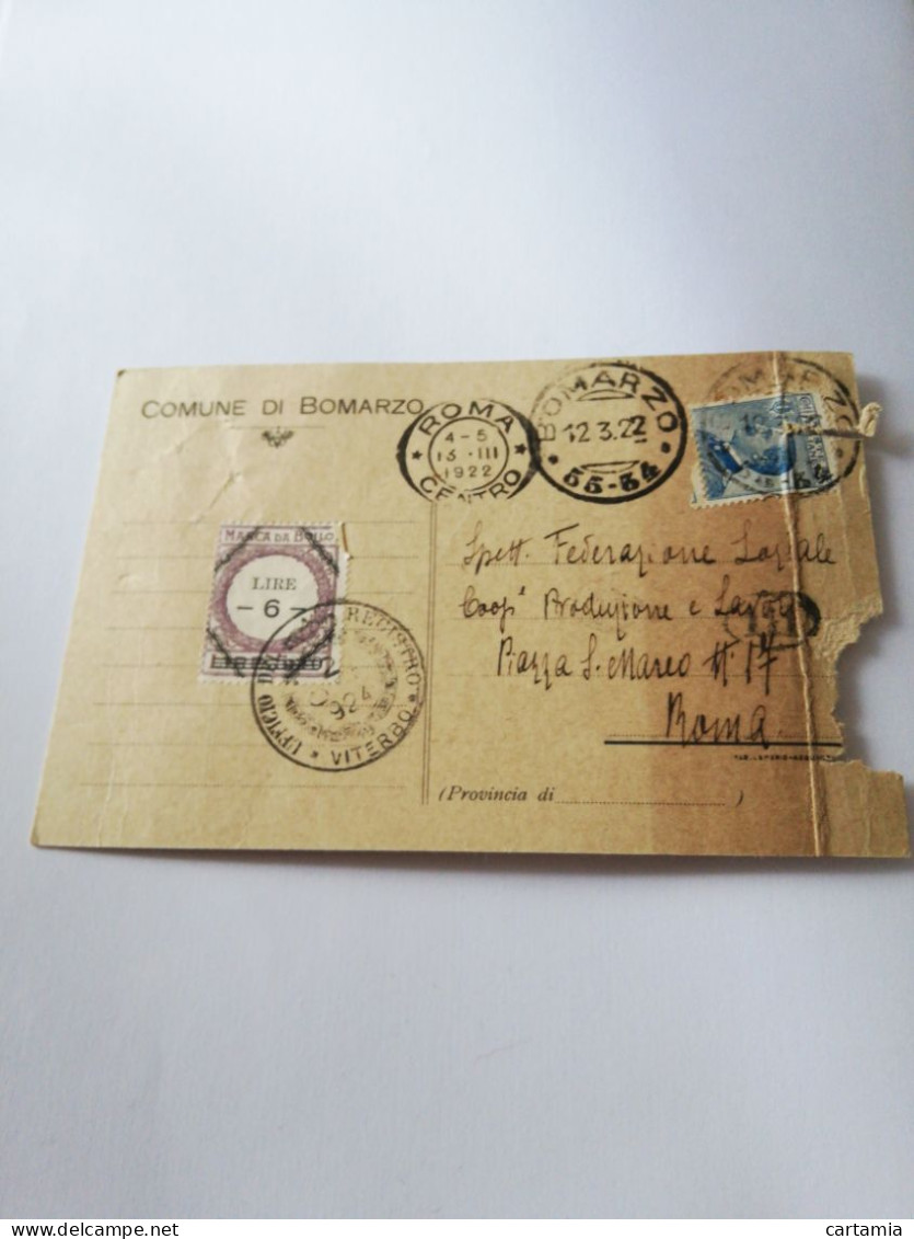 75C ) Storia Postale Cartoline, Intero, Comune Di Bomarzo - Marcophilia