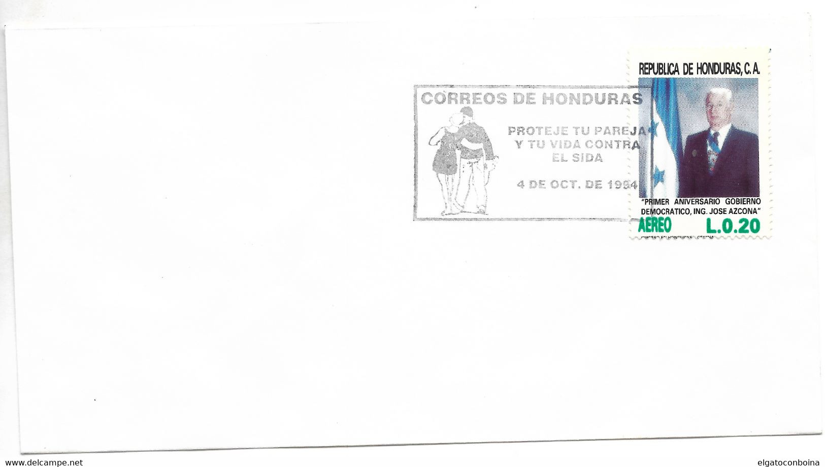 HONDURAS 1994 COVER WITH SPECIAL POSTMARK CAMPAING AGAINST AIDS HIV SPECIAL CANCEL HEALTH - Honduras