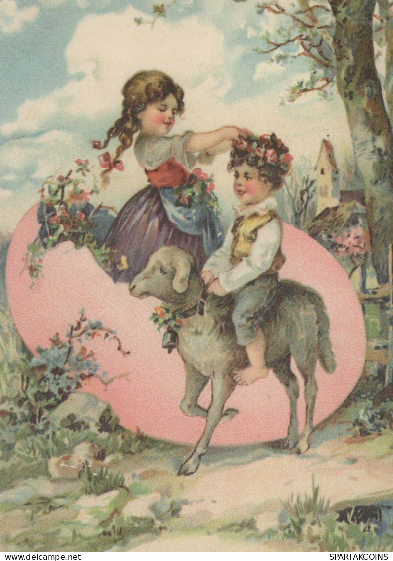 EASTER CHILDREN EGG Vintage Postcard CPSM #PBO312.GB - Easter