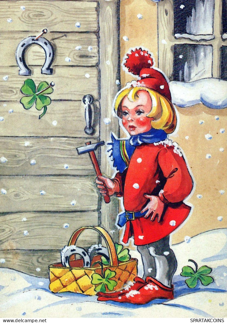 Happy New Year Christmas Children Vintage Postcard CPSM #PBM222.GB - Nouvel An