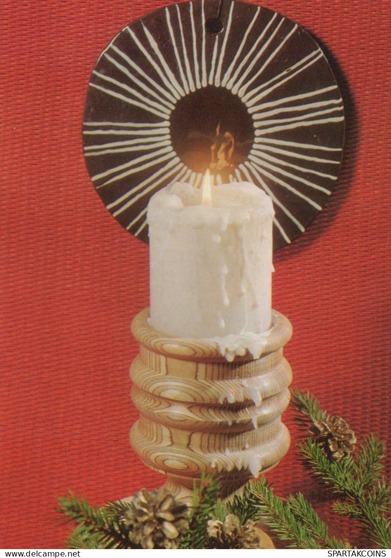 Happy New Year Christmas CANDLE Vintage Postcard CPSM #PBA377.GB - Nouvel An