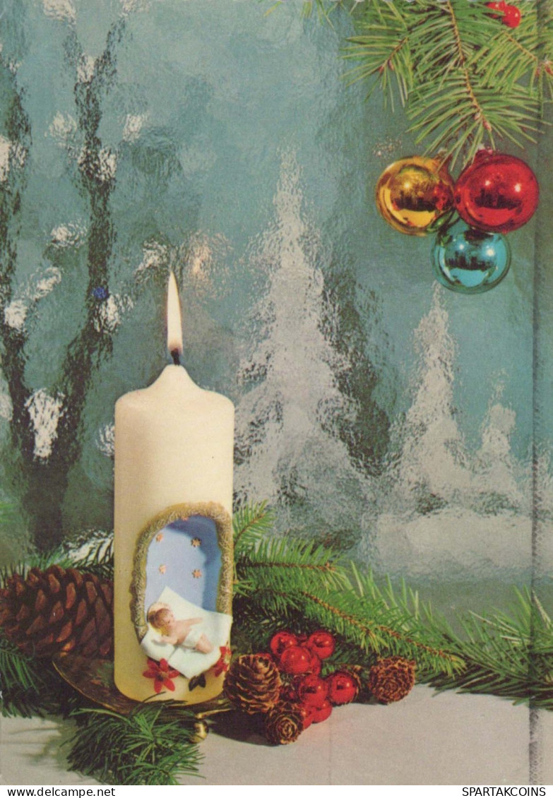 Happy New Year Christmas CANDLE Vintage Postcard CPSM #PBA073.GB - Nouvel An