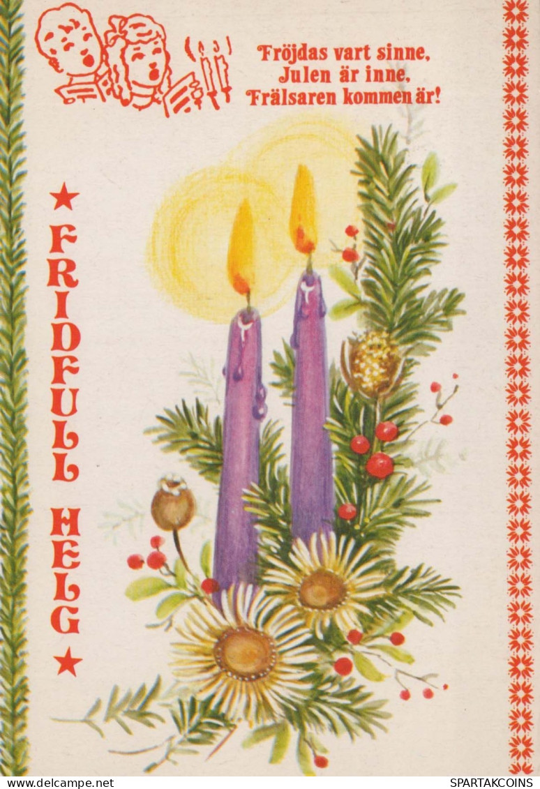 Happy New Year Christmas CANDLE Vintage Postcard CPSM #PAZ438.GB - New Year