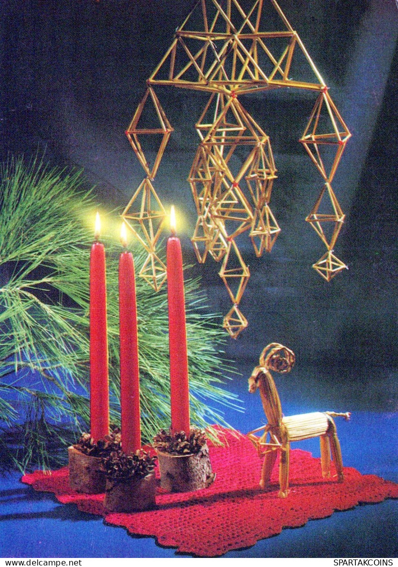 Happy New Year Christmas CANDLE Vintage Postcard CPSM #PAW323.GB - New Year