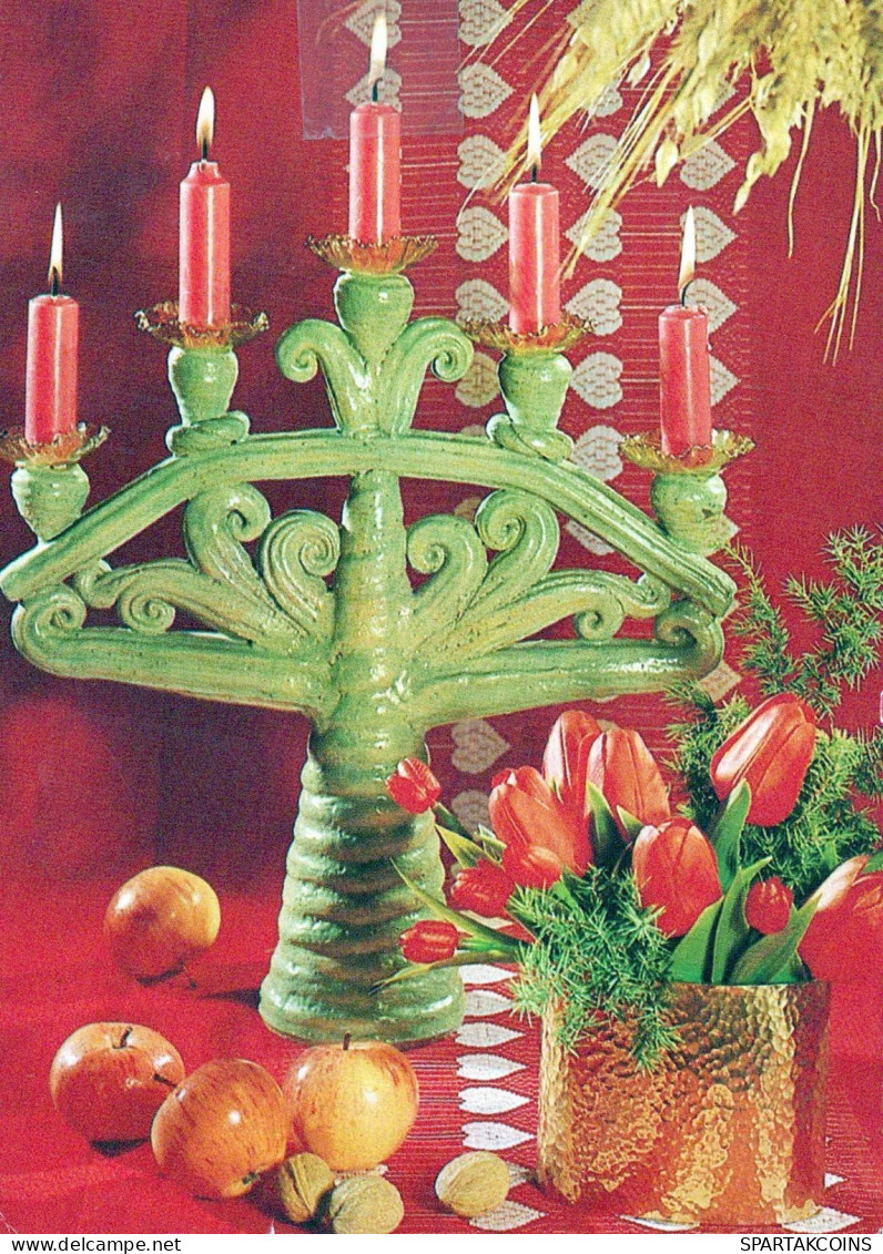 Happy New Year Christmas CANDLE Vintage Postcard CPSM #PAW082.GB - New Year