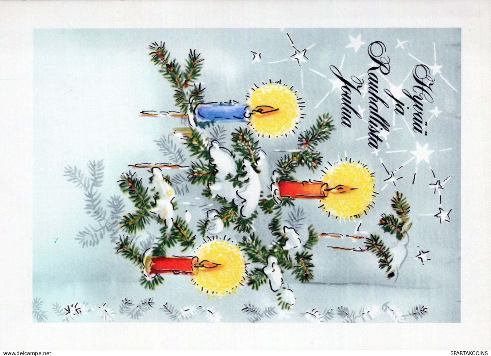 Happy New Year Christmas CANDLE Vintage Postcard CPSM #PAW142.GB - New Year